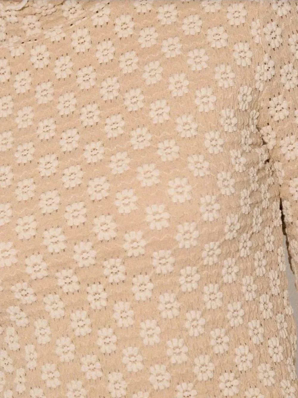 Daisy Mock Neck Long Sleeve Top - Cream
